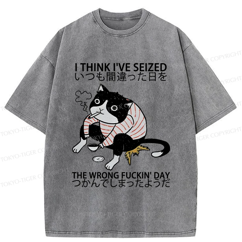 Tokyo-Tiger Decadent Cat Funny Washed T-Shirt