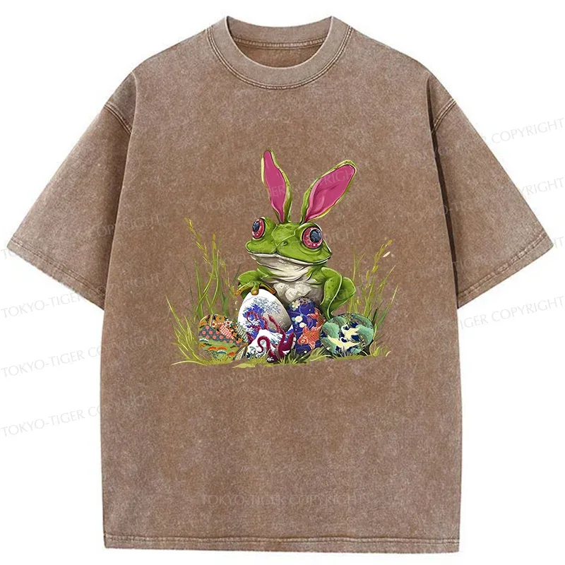 Tokyo-Tiger Easter Frog Funny Washed T-Shirt