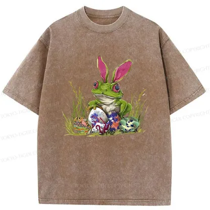 Tokyo-Tiger Easter Frog Funny Washed T-Shirt
