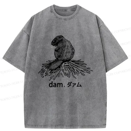 Tokyo-Tiger Otter Builds Dam Washed T-Shirt