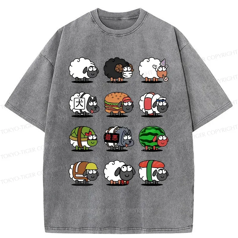 Tokyo-Tiger Various Kinds Of Sheep Washed T-Shirt