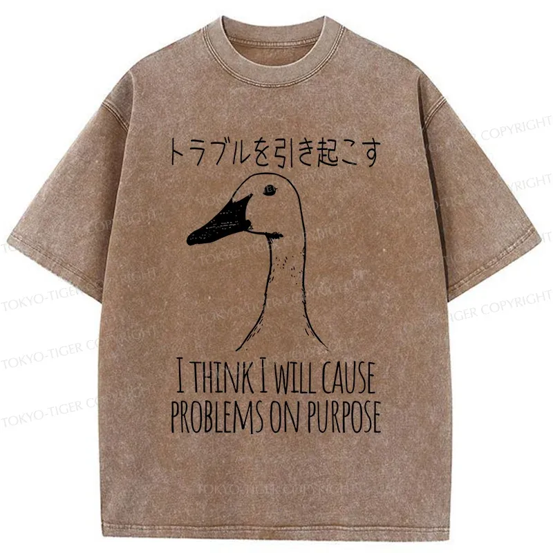 Tokyo-Tiger Silly Goose Funny Washed T-Shirt