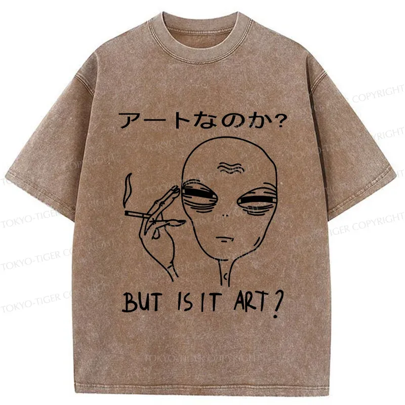 Tokyo-Tiger Alien Irony Funny Washed T-Shirt