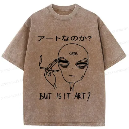 Tokyo-Tiger Alien Irony Funny Washed T-Shirt