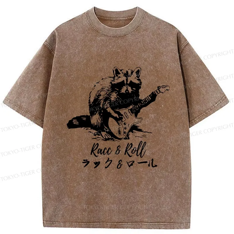 Tokyo-Tiger Funny Racc & Roll Washed T-Shirt