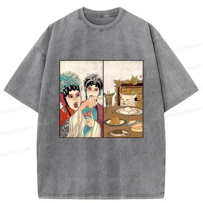Tokyo-Tiger Asian Traditions Funny Washed T-Shirt