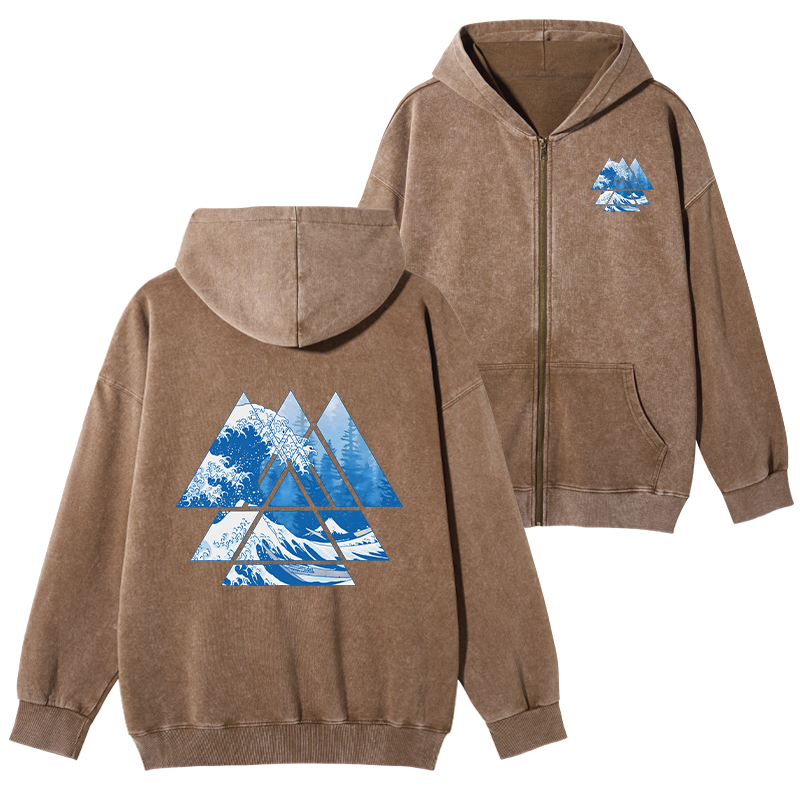 Tokyo-Tiger The Great Wave Washed Zip Hoodie