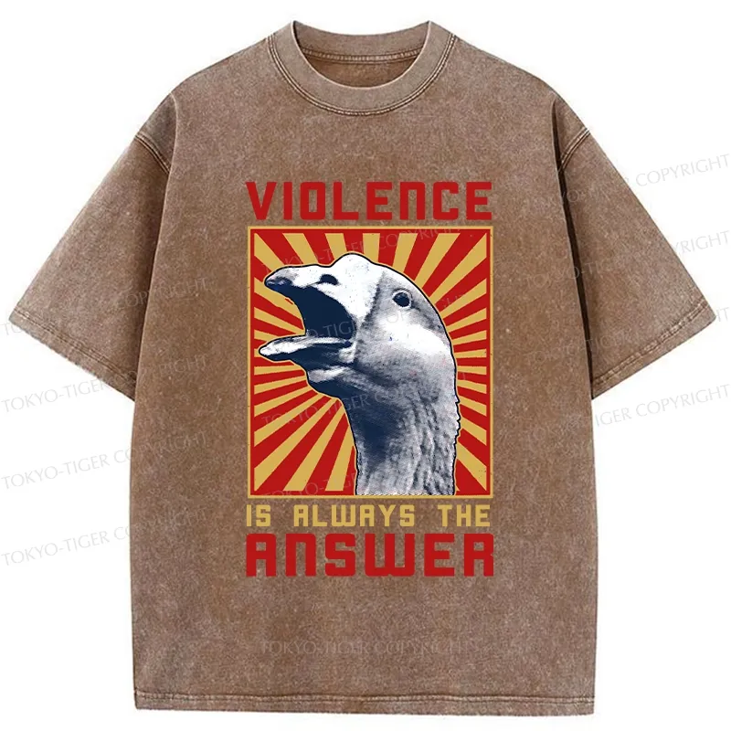 Tokyo-Tiger Violence Is Always The Answer Washed T-Shirt