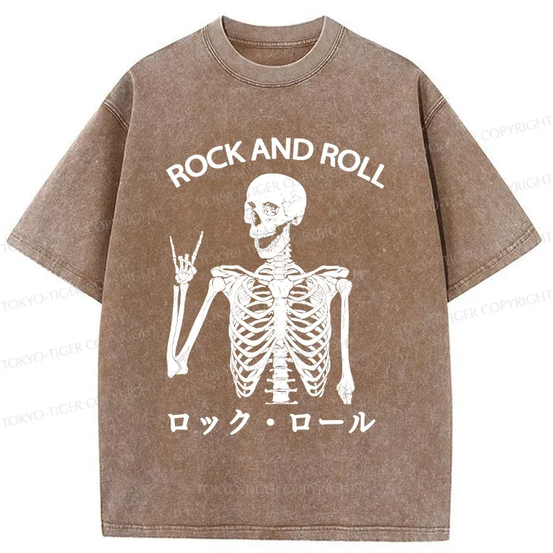 Tokyo-Tiger Rock Skull Washed T-Shirt