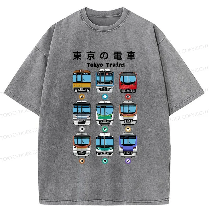 Tokyo-Tiger Tokyo Train Japan Washed T-Shirt