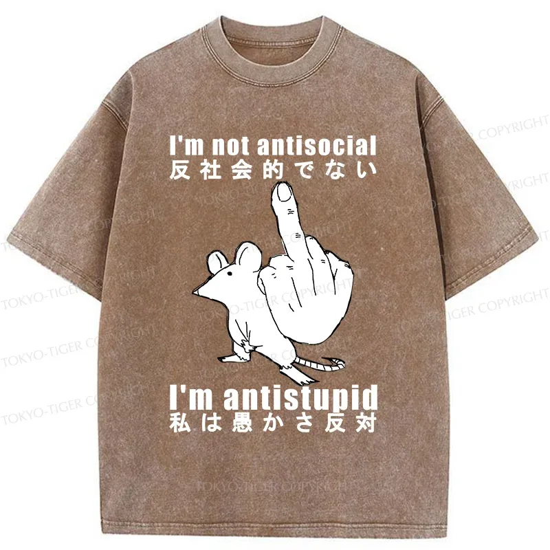 Tokyo-Tiger Anti-stupid Mouse Washed T-Shirt