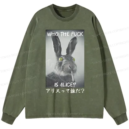 Tokyo-Tiger Who Is Alice? Washed Long Sleeve T-Shirt
