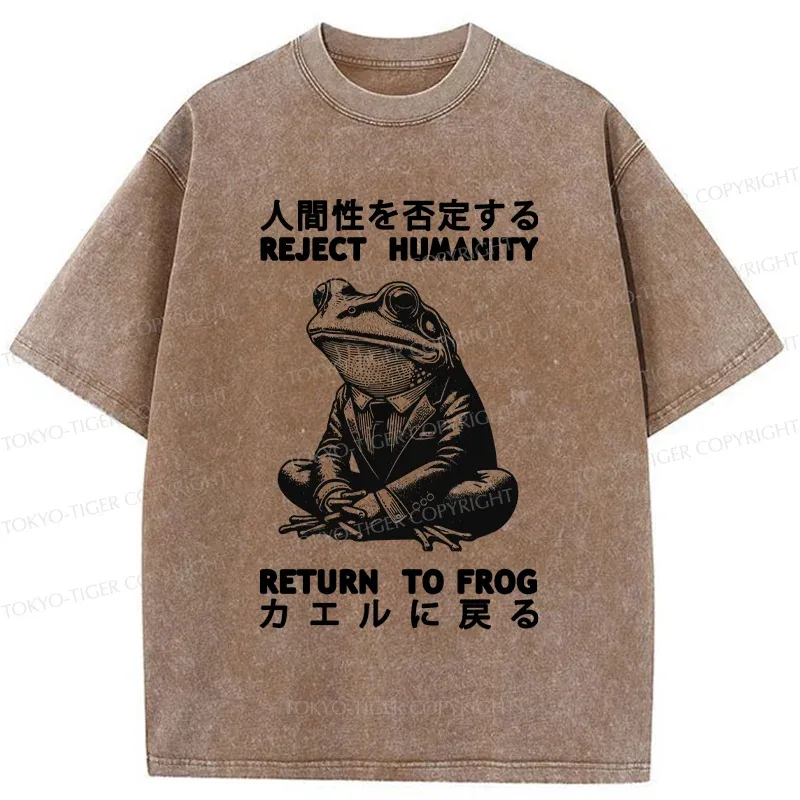 Tokyo-Tiger Reject Humanity Work Frog Washed T-Shirt