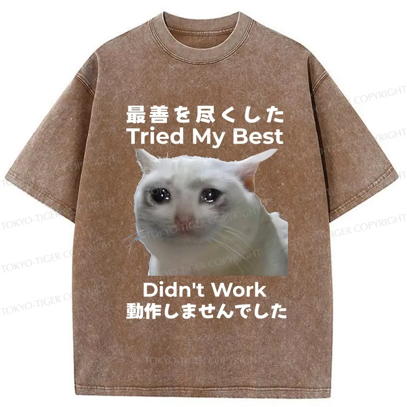 Tokyo-Tiger Tried My Best Didn't Work Washed T-Shirt
