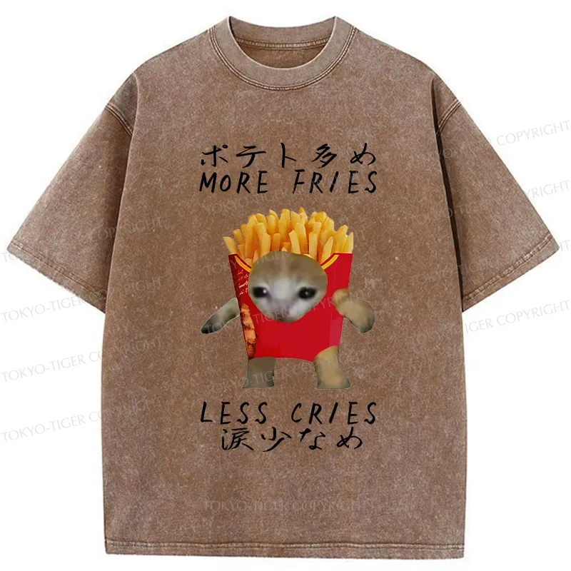 Tokyo-Tiger More Fries Less Cries Washed T-Shirt