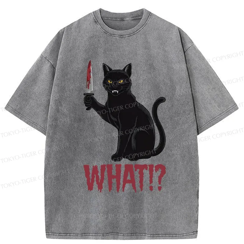 Tokyo-Tiger Fierce Black Cat Washed T-Shirt