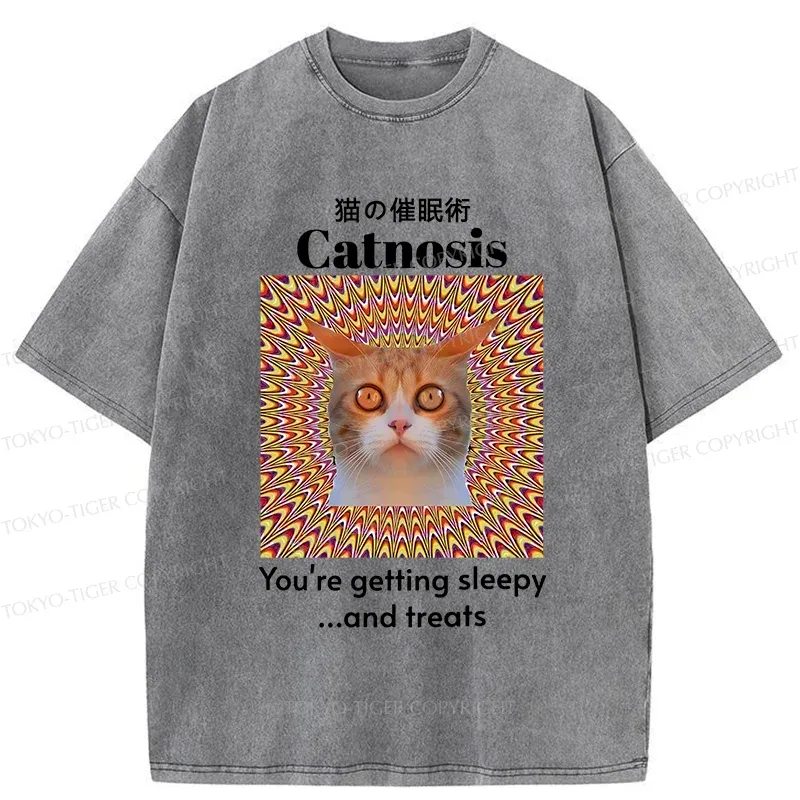 Tokyo-Tiger Hypnotist Cat Washed T-Shirt
