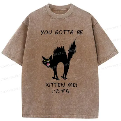 Tokyo-Tiger Cat Being Teased Washed T-Shirt