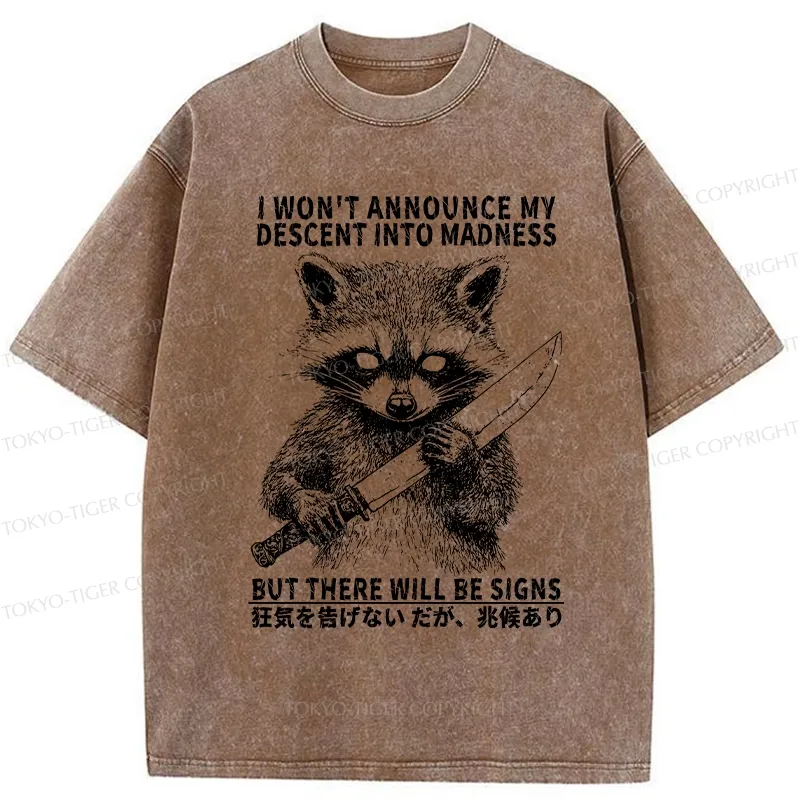 Tokyo-Tiger Raccoon Goes Into Madness Washed T-Shirt