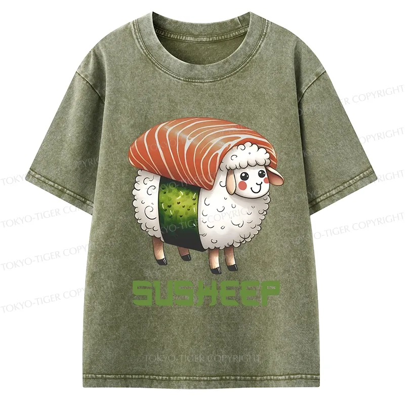 Tokyo-Tiger Susheep Funny Kids Washed T-Shirt