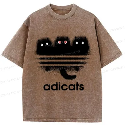 Tokyo-Tiger Funny Adicats Washed T-Shirt