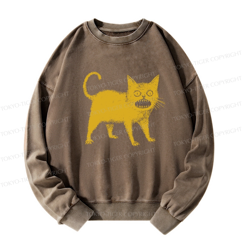 Tokyo-Tiger Horrible Japanese Cat Washed Sweatshirt