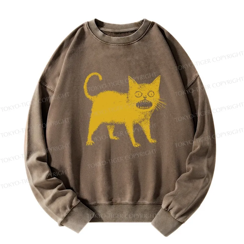 Tokyo-Tiger Horrible Japanese Cat Washed Sweatshirt