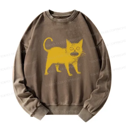 Tokyo-Tiger Horrible Japanese Cat Washed Sweatshirt