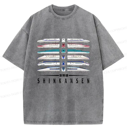 Tokyo-Tiger Shinkansen Trains Washed T-Shirt