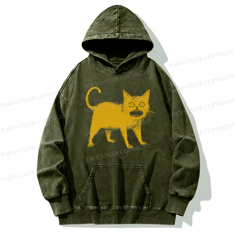 Tokyo-Tiger Horrible Japanese Cat Washed Hoodie
