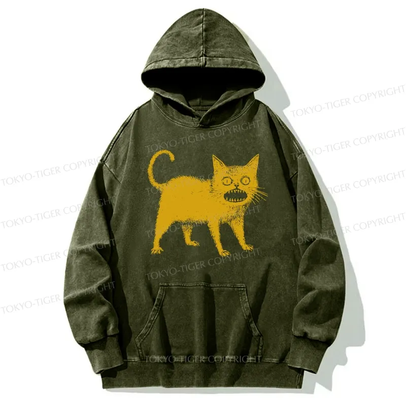 Tokyo-Tiger Horrible Japanese Cat Washed Hoodie