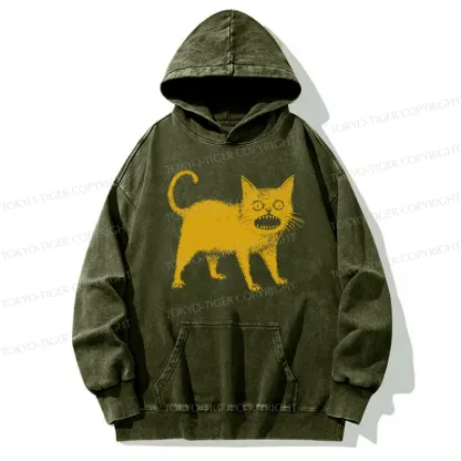 Tokyo-Tiger Horrible Japanese Cat Washed Hoodie