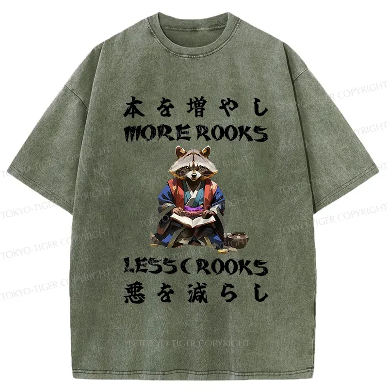 Tokyo-Tiger More Books Less Crooks Washed T-Shirt