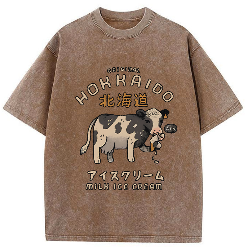 Tokyo-Tiger Cow Ice Cream Washed T-Shirt