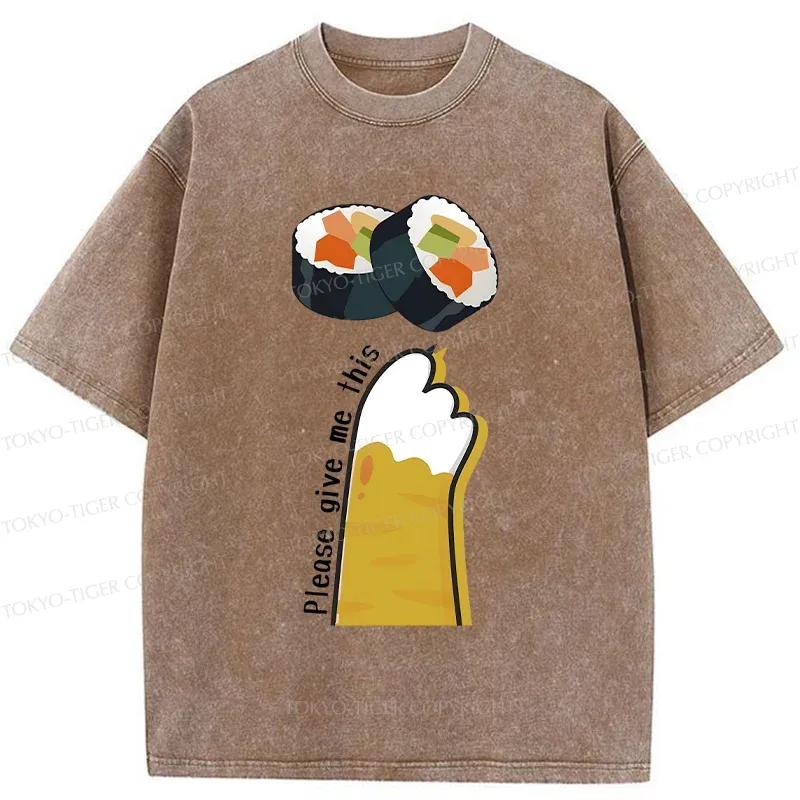 Tokyo-Tiger Please Give Me Sushi Washed T-Shirt