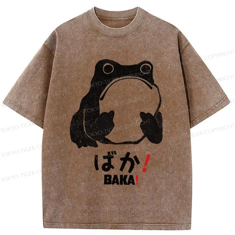 Tokyo-Tiger Funny Baka Frog Washed T-Shirt