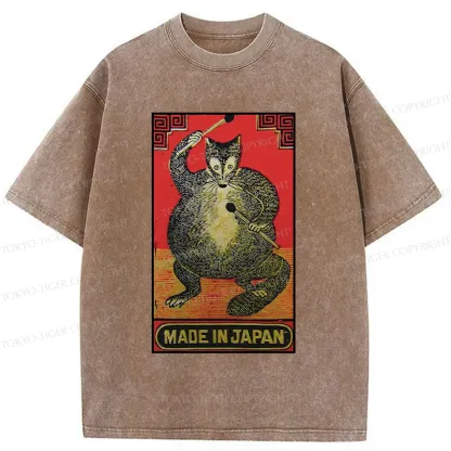 Tokyo-Tiger Retro Fat Fox Washed T-Shirt