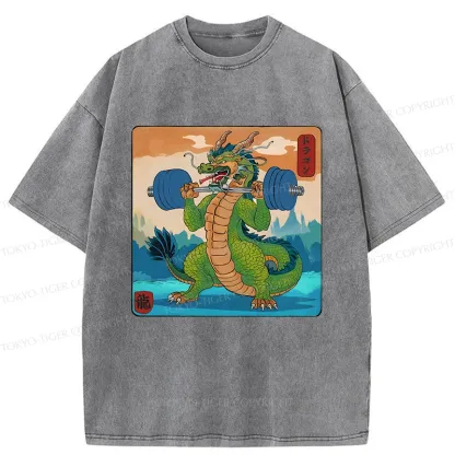 Tokyo-Tiger Dragon With Strong Abdominal Muscles Washed T-Shirt