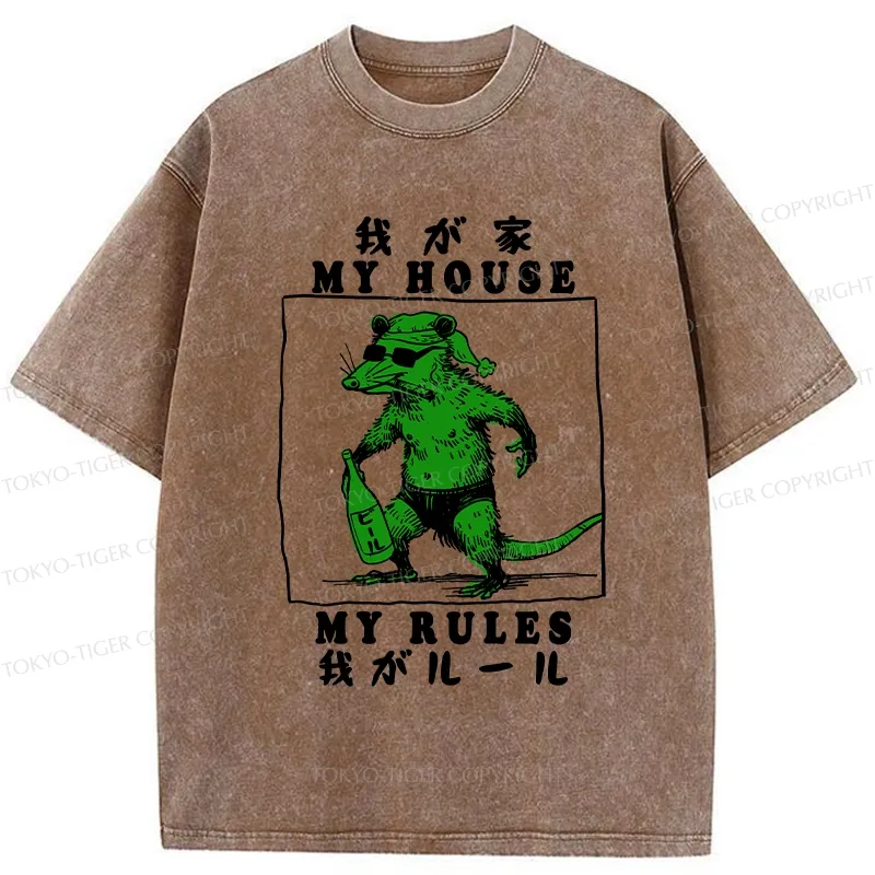 Tokyo-Tiger My House My Rules Washed T-Shirt