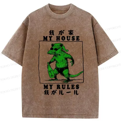 Tokyo-Tiger My House My Rules Washed T-Shirt