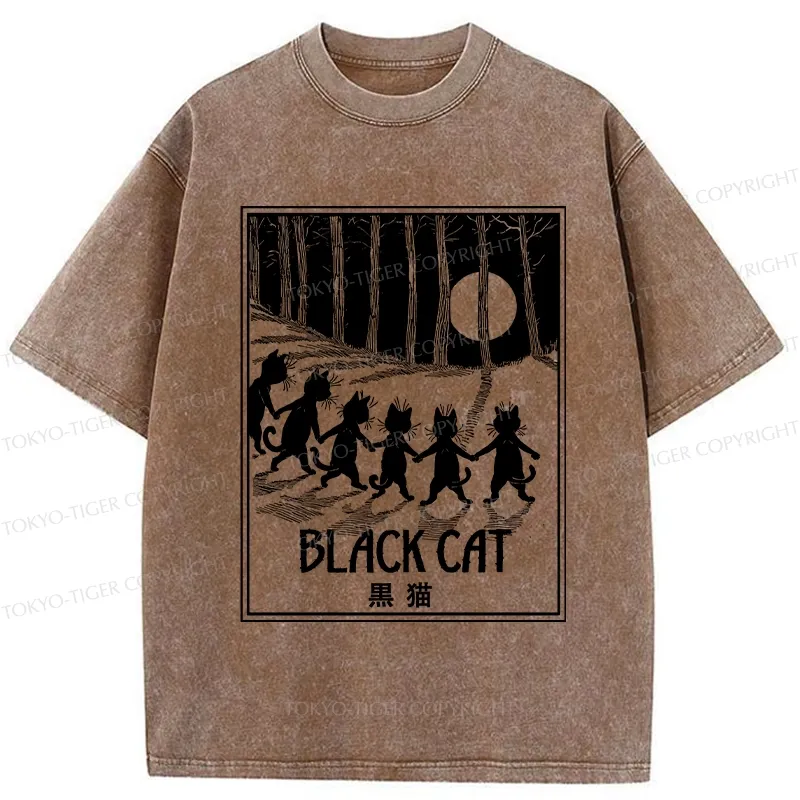 Tokyo-Tiger Six Black Cats Washed T-Shirt