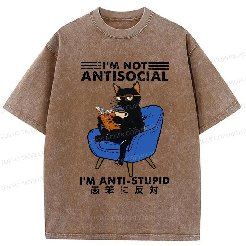 Tokyo-Tiger I'm Not Antisocial Washed T-Shirt