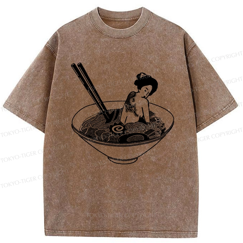 Tokyo-Tiger Geisha Tattoo Ramen Washed T-Shirt