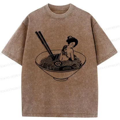Tokyo-Tiger Geisha Tattoo Ramen Washed T-Shirt