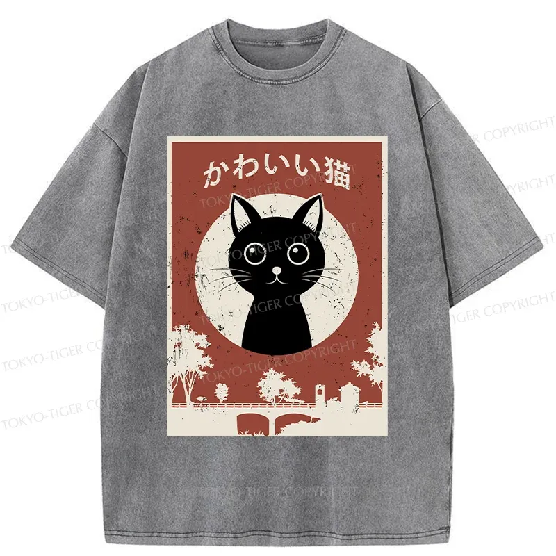 Tokyo-Tiger Vintage Japanese Cat Washed T-Shirt