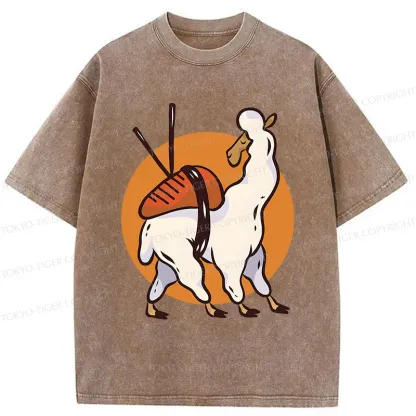 Tokyo-Tiger Alpaca Sushi Japan Washed T-Shirt