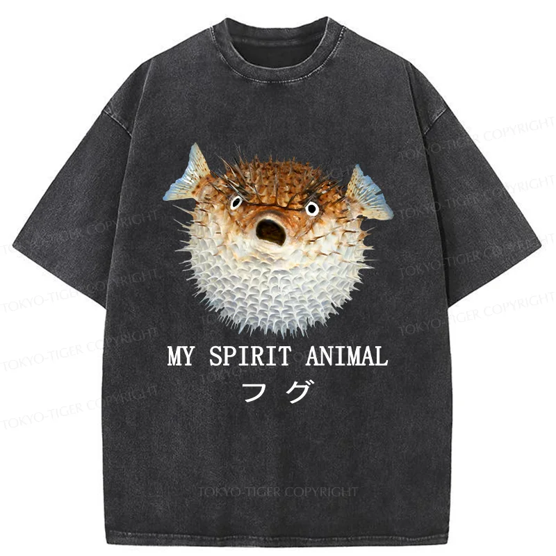 Tokyo-Tiger Grumpy Pufferfish Washed T-Shirt