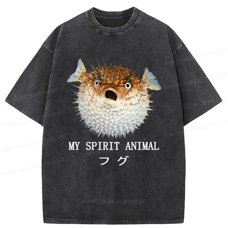 Tokyo-Tiger Grumpy Pufferfish Washed T-Shirt