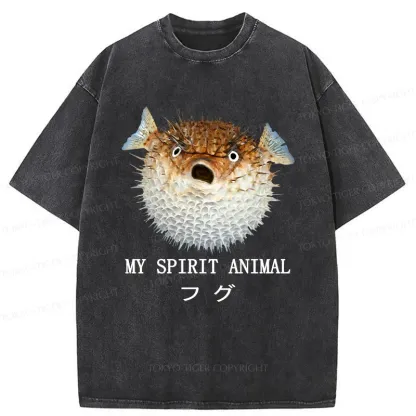 Tokyo-Tiger Grumpy Pufferfish Washed T-Shirt