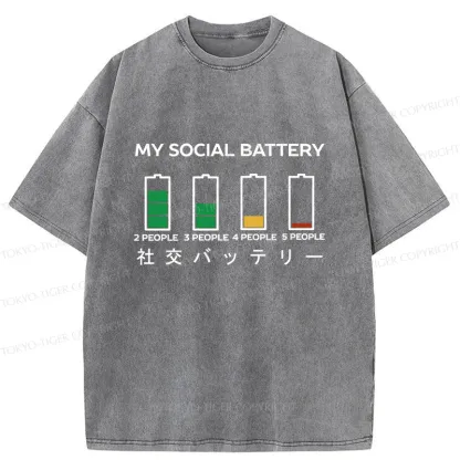 Tokyo-Tiger My Social Battery Washed T-Shirt